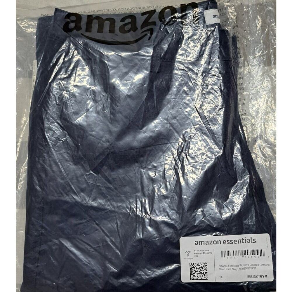 Amazon Essentials Women's Cropped Girlfriend Chino Pant Navy Size 14 - Picture 9 of 14